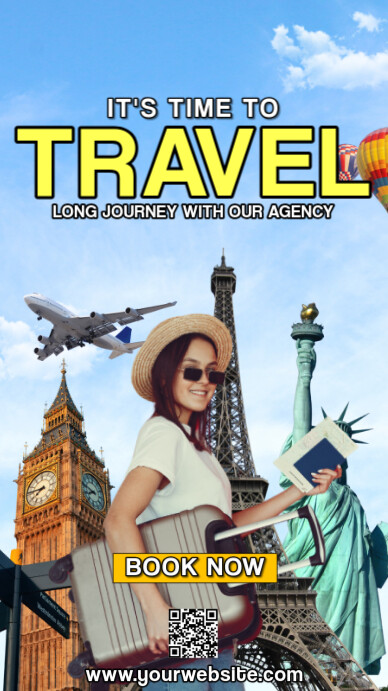 Display Examples Travel Blue Modern & Minimal Travel Digital Display Template | PosterMyWall