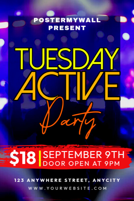 Copy of Blue Modern & Minimal Tuesday Active Party Poster | PosterMyWall