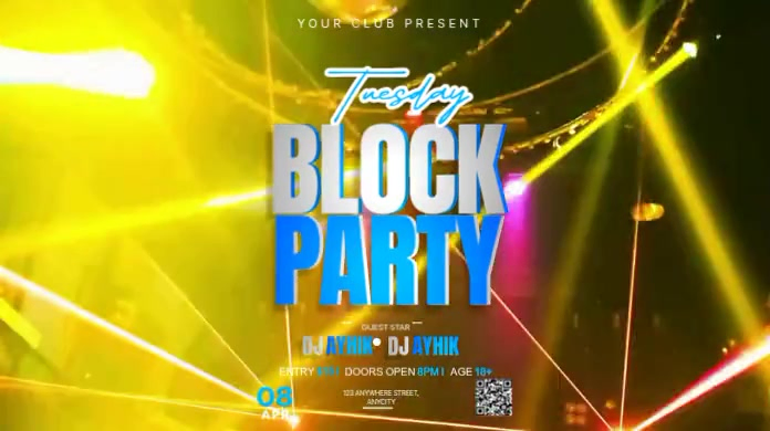 Blue Modern & Minimal Tuesday Block Party Pos Twitter Template ...
