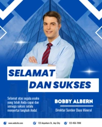 Blue Modern & Minimal Ucapan Selamat Dan Sukses Instagram Portrait template