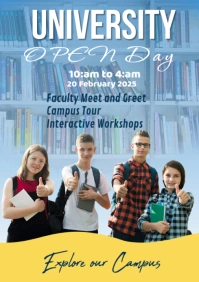 Blue Modern & Minimal University Open Day A3 template