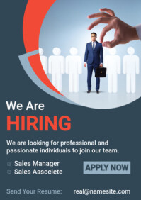 Blue Modern & Minimal We Are Hiring A2 template