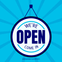 Blue Modern & Minimal We Are Open Instagram Post template
