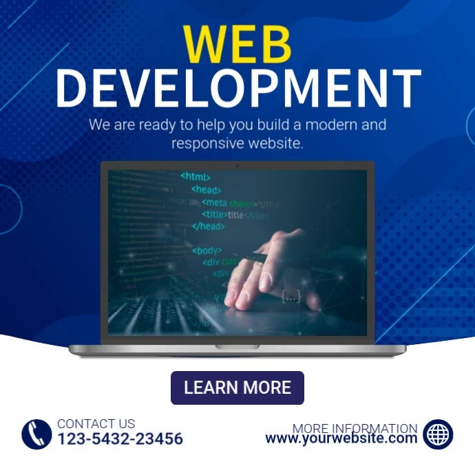 Copy of Blue Modern & Minimal Web Development Instagram Post | PosterMyWall