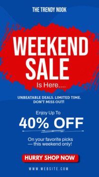 Blue Modern & Minimal Weekend Sale Flyer Instagram Story template