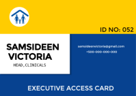 Blue Modern & Minimal White Typographic Simple Id Card Badge Design Template A6 A6