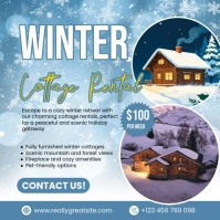 Blue Modern & Minimal Winter Cottage Rental Instagram Post template