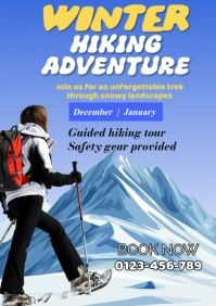 Blue Modern & Minimal Winter Hiking Adventure A2 template