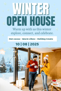 Blue Modern & Minimal Winter Open House Poster template