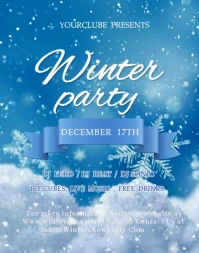 Blue Modern & Minimal Winter Party Flyer  Poster/wallboard Poster/Wandzeitung template