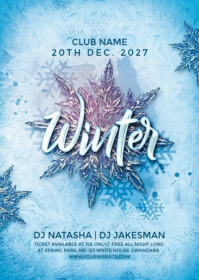 Blue Modern & Minimal Winter Poster A6 template