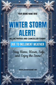 Blue Modern & Minimal Winter Storm Alert  - Closed Due To Inclement Weather  Poster Póster template