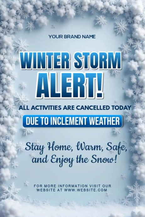 Blue Modern & Minimal Winter Storm Alert - Closed Due To Inclement ...