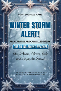 Blue Modern & Minimal Winter Storm Alert  - Closed Due To Inclement Weather  Poster template