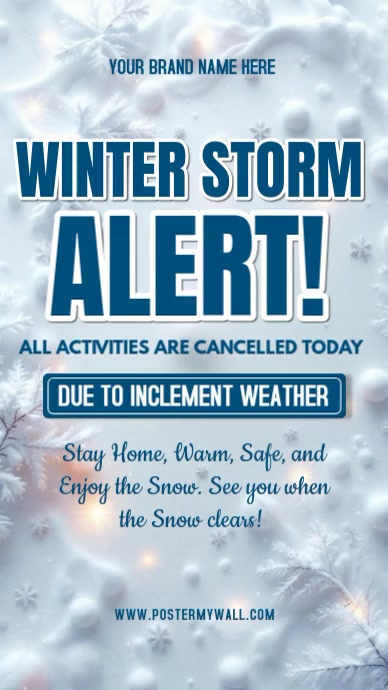 Blue Modern & Minimal Winter Storm Alert Instagram Story Template ...