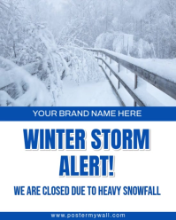Blue Modern & Minimal Winter Storm Alert  - Snow Day Alert  Instagram Portrait template
