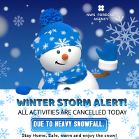 Blue Modern & Minimal Winter Storm Announcement Template  Square (1:1)