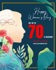 Blue Modern & Minimal Women's Day Sale Advertising  Instagram Portrait Template