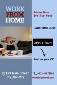 Blue Modern & Minimal Work From Home Poster template