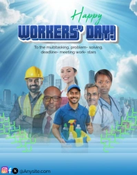 Blue Modern & Minimal Workers' Day Poster/wallboard Poster/Wandzeitung template