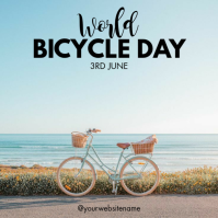 Blue Modern & Minimal World Bicycle Day Instagram Post template