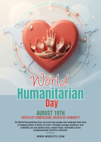 蓝色 World Humanitarian Day A6 Template