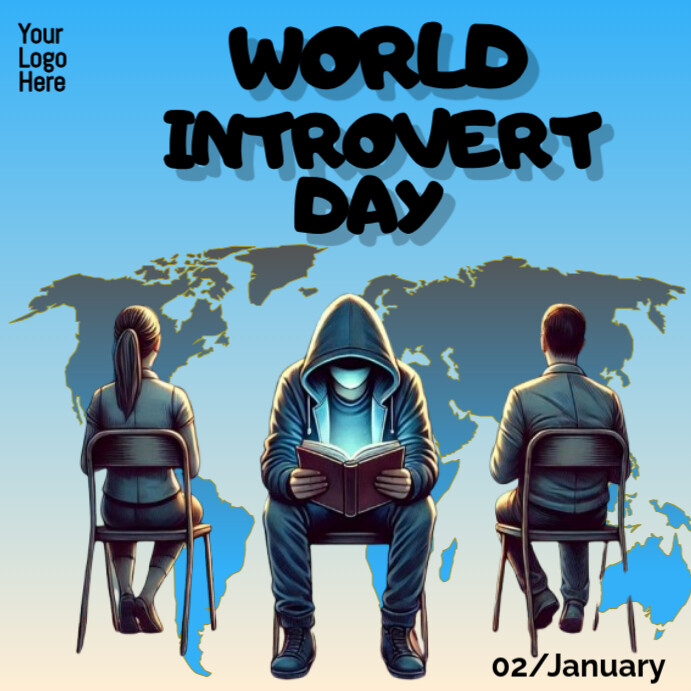 Blue Modern & Minimal World Introvert Instagram Post Template ...