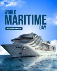 Blue Modern & Minimal World Maritime Day Instagram Portrait template