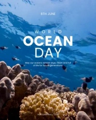 Blue Modern & Minimal World Ocean Day Instagram Portrait template