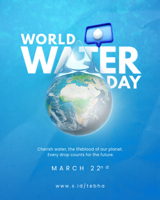 Blue Modern & Minimal World Water Day Instagram Portrait template