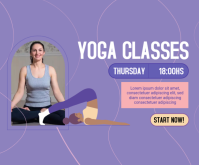 Blue Modern & Minimal Yoga Classes Medium Rectangle Rectángulo Mediano template