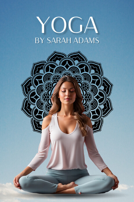 Blue Modern & Minimal Yoga Poster Plakkaat template