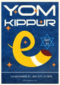 Blue Modern & Minimal Yom Kippur Day  A4 template