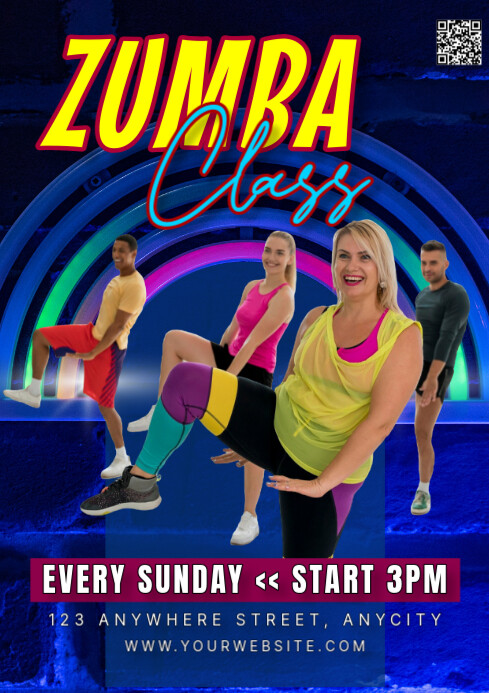 Blue Modern & Minimal Zumba Classes A1 Template | PosterMyWall