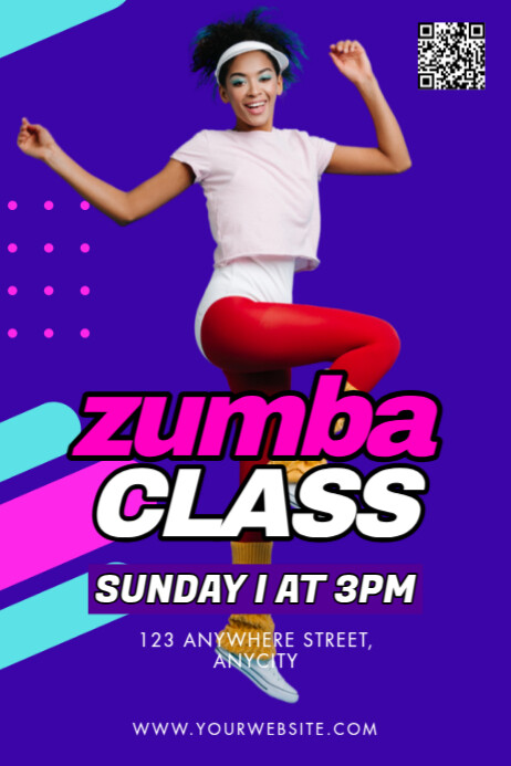 Blue Modern & Minimal Zumba Classes Poster Template | PosterMyWall