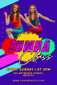 Blue Modern & Minimal Zumba Classes Poster template
