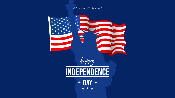 Blue Modern & Minimal 4th of July Digital Dis Ekran reklamowy (16:9) template