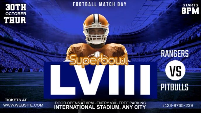 Blue Modern & Minimal American Football Video Template  Digital Display (16:9)