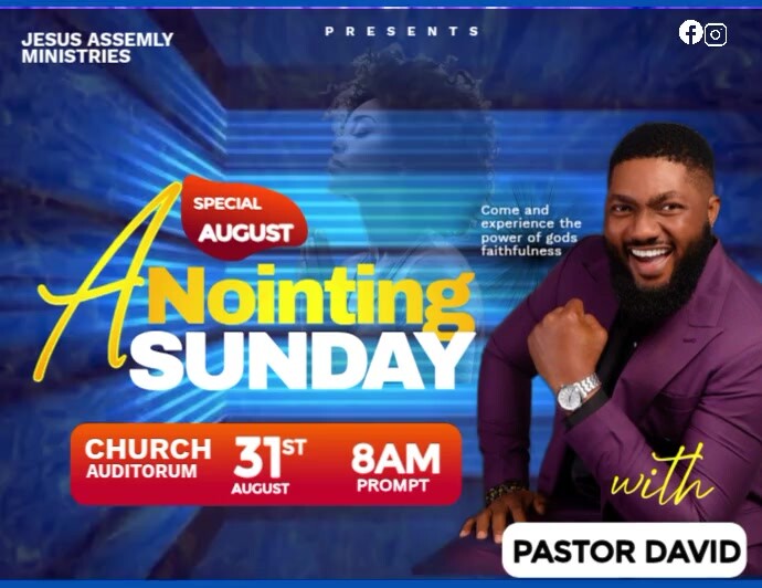 Blue Modern & Minimal Anointing Service Design Template Flyer (us Letter)