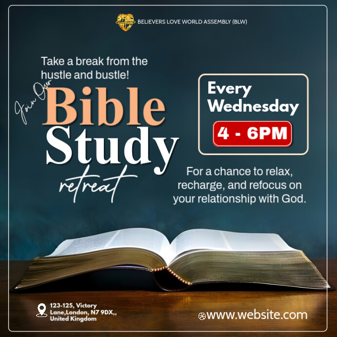 Blue Modern & Minimal Bible Study Retreat  Square (1:1) template