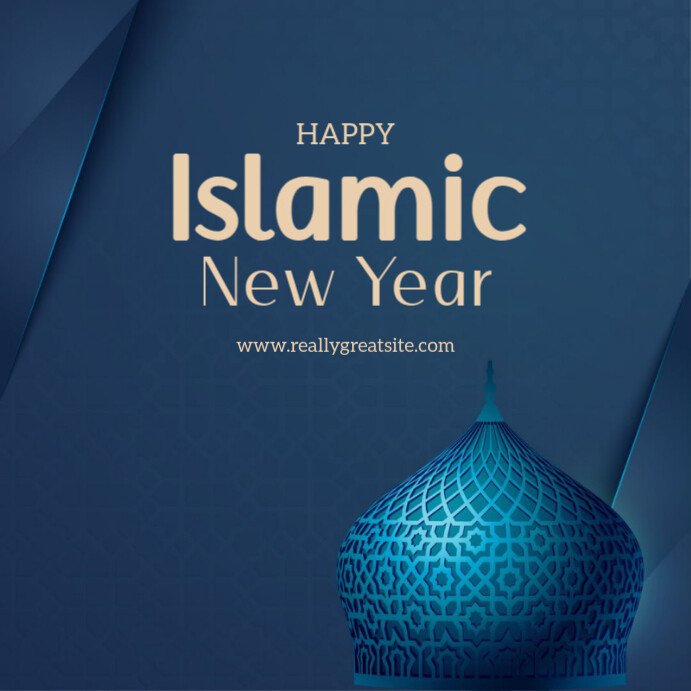 Blue Modern & Minimal Blue Elegant Happy Islamic New Year Instagram Post Instagram Post Wpis na Instagrama template