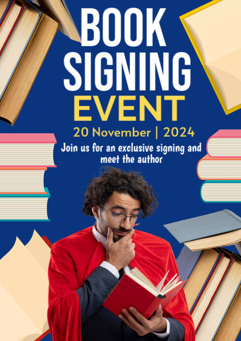 Blue Modern & Minimal Book Signing Event  A1 template