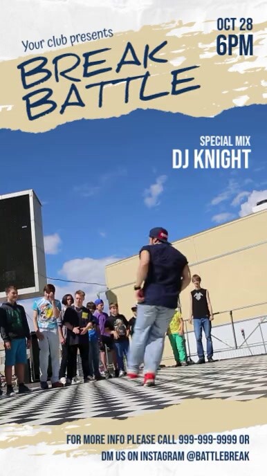Blue Modern & Minimal Break Dance Competition Instagram Reel template