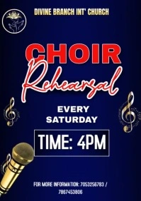 Blue Modern & Minimal Choir Rehearsal Flyer A A4 template