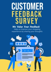 Blue Modern & Minimal Customer Feedback Survey A3 template