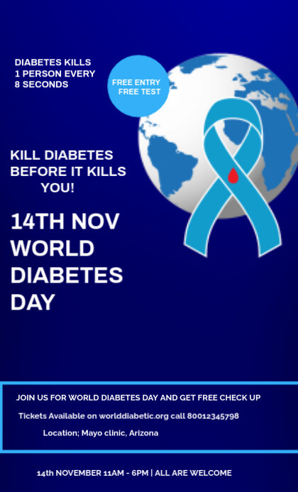 Blue Modern & Minimal Diabetes Awareness  Us Legal template