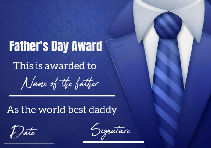 Blue Modern & Minimal Father's Day Awards  A4 template