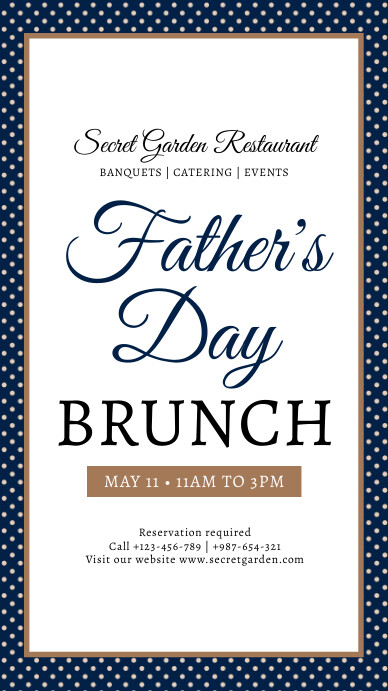 Blue Modern & Minimal Father's Day Restaurant Digital Display (9:16) template