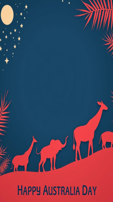 Blue Modern & Minimal Happy Australia Day Background Design Digital Display (9:16) template