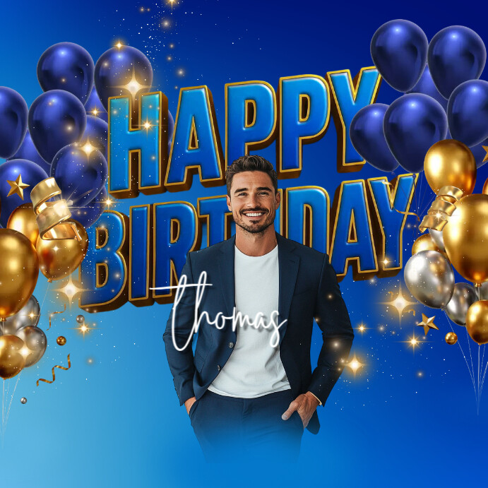 Copy of Blue Modern & Minimal Happy birthday Instagram Post | PosterMyWall